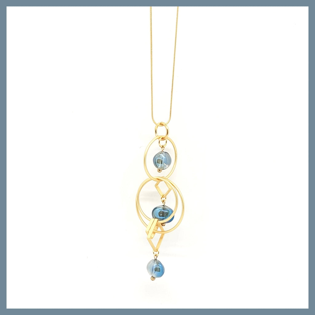 Many Moons Pull Necklace with Glass Beads - Leila Jewels