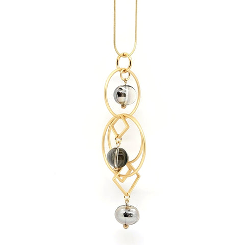Many Moons Pull Necklace with Glass Beads - Leila Jewels