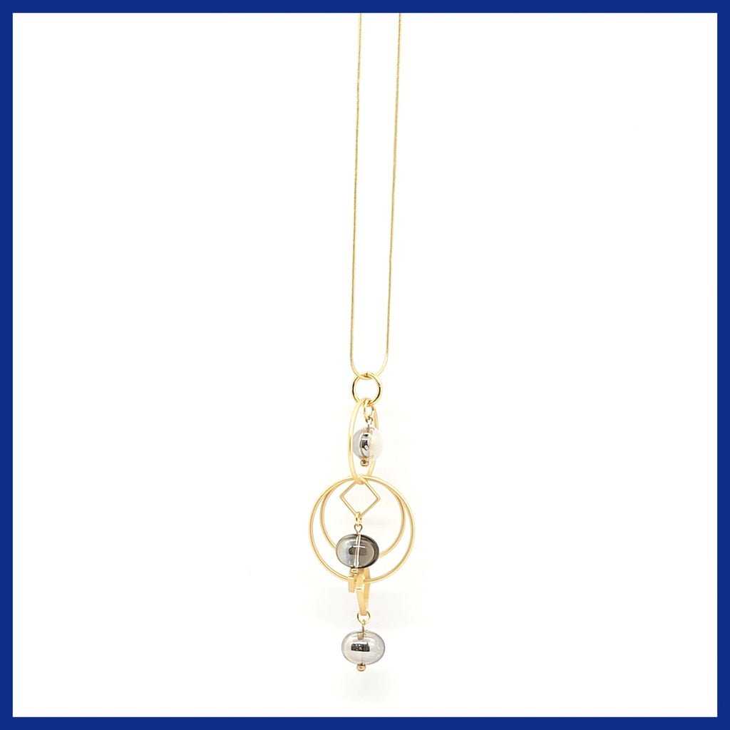 Many Moons Pull Necklace with Glass Beads - Leila Jewels