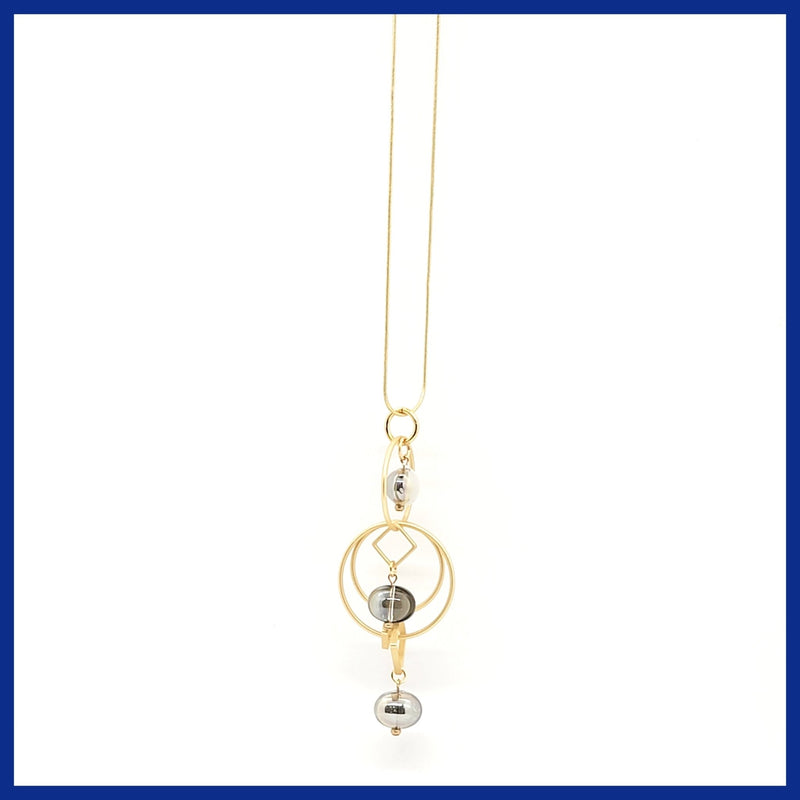 Many Moons Pull Necklace with Glass Beads - Leila Jewels