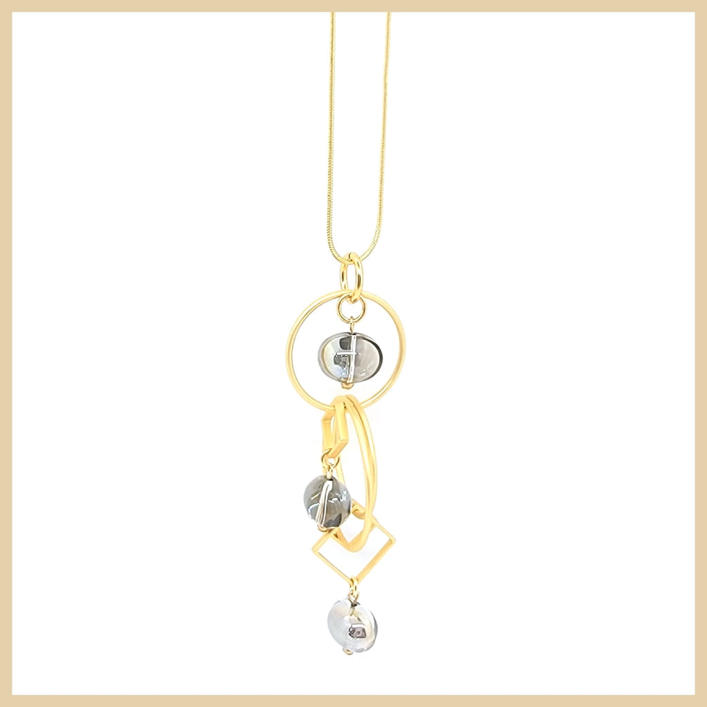 Many Moons Pull Necklace with Glass Beads - Leila Jewels