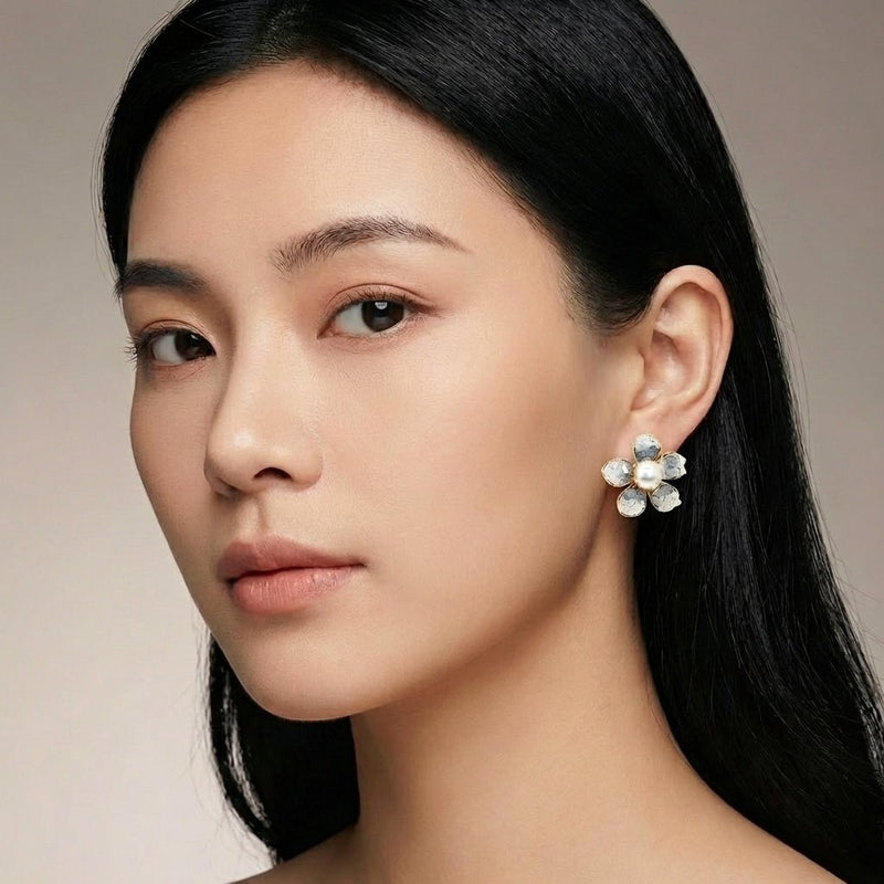 Cherry Blossom Pearl Earrings - Leila Jewels