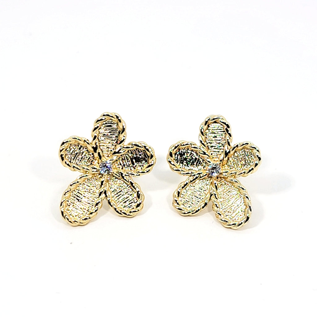 Golden Jasmine Flower Earrings - Leila Jewels