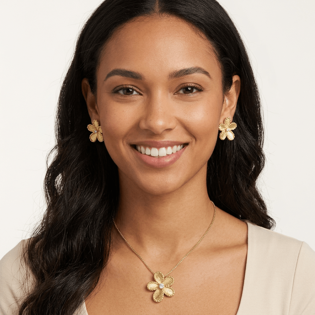 Golden Jasmine Flower Earrings - Leila Jewels