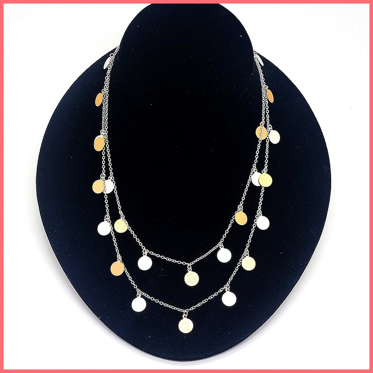 Two - Tone Disc Necklace - Leila Jewels