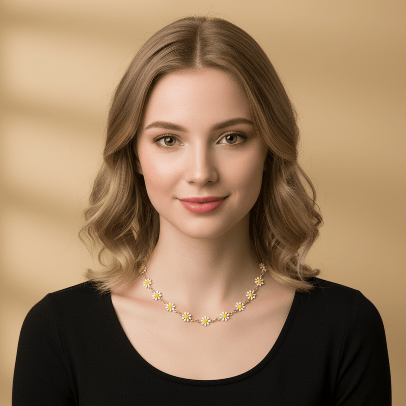 Enamel Daisy Flowers Necklace
