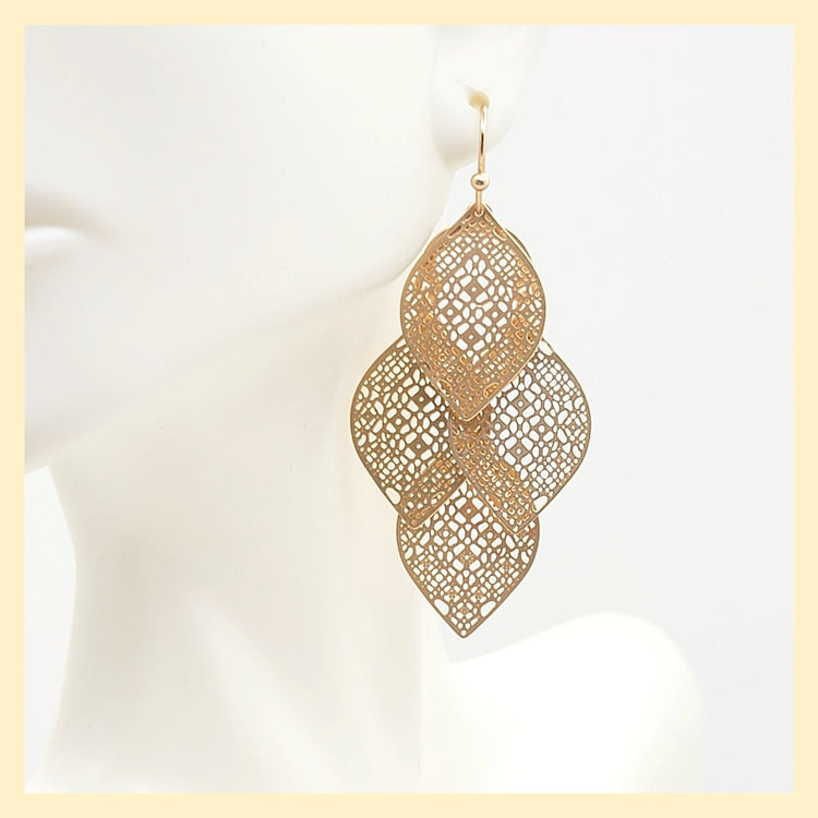 Laser Etch Dangly Earrings - Leila Jewels