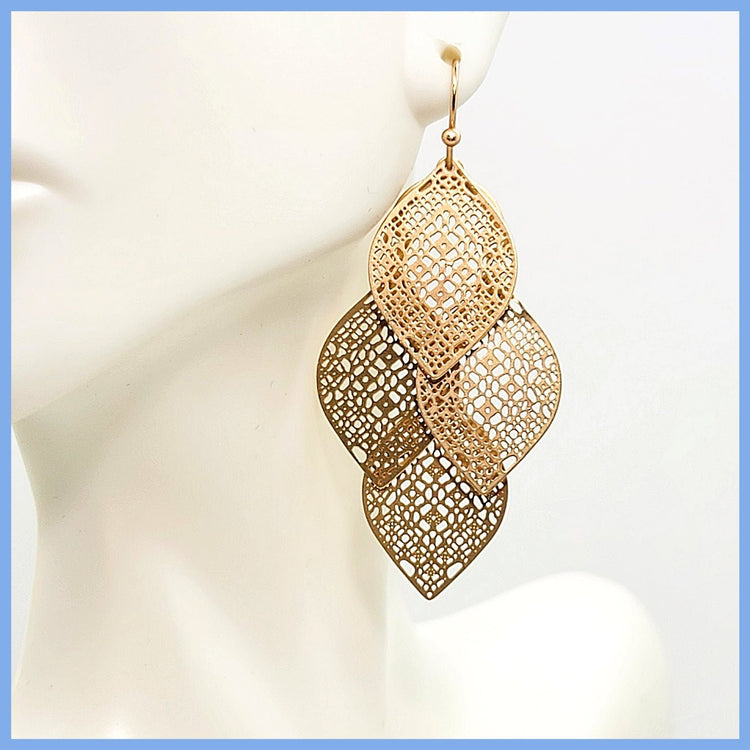 Laser Etch Dangly Earrings - Leila Jewels