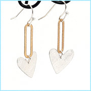 Heart Dangle Two-Tone Earrings