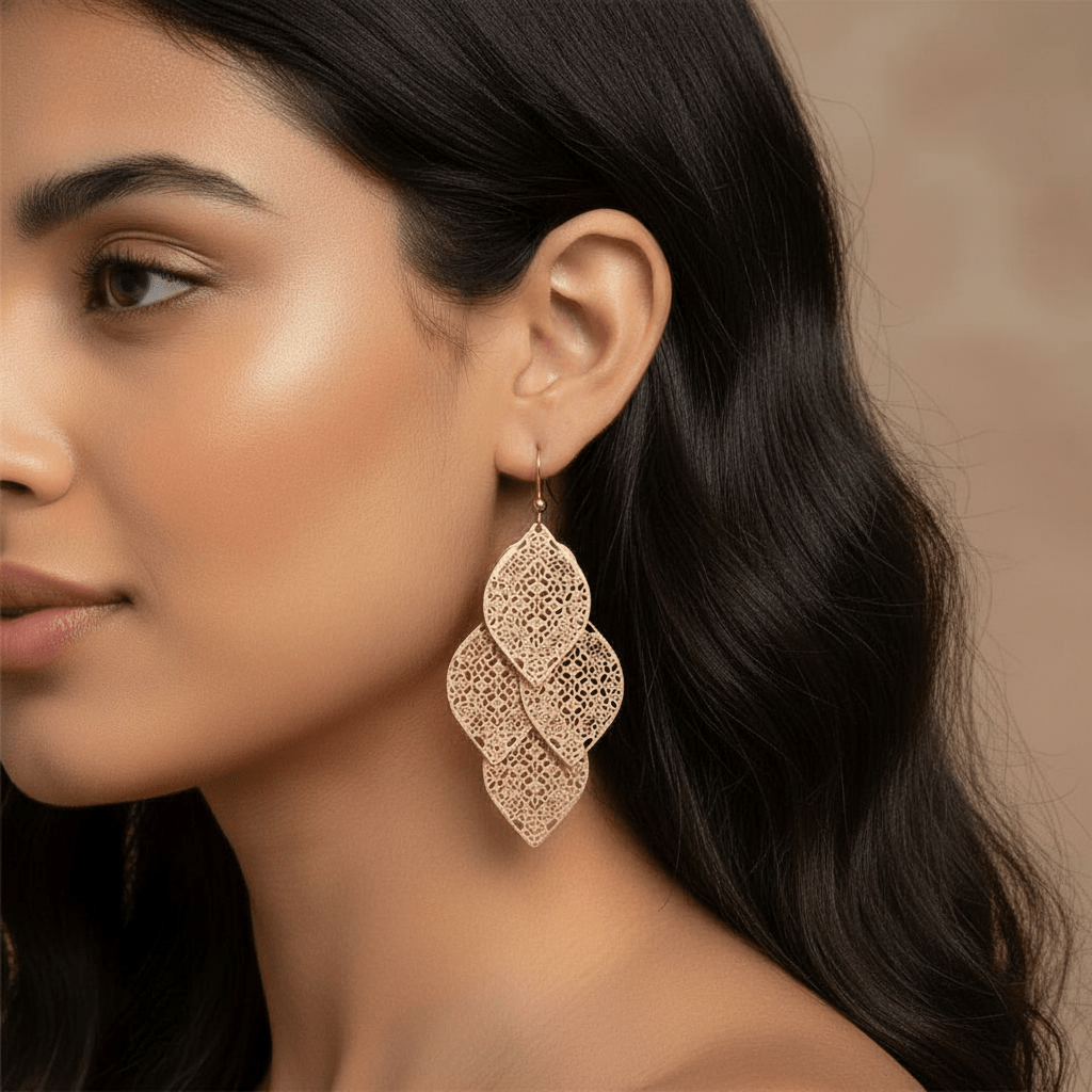 Laser Etch Dangly Earrings - Leila Jewels
