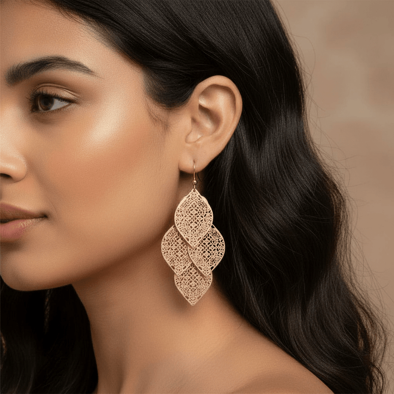 Laser Etch Dangly Earrings - Leila Jewels