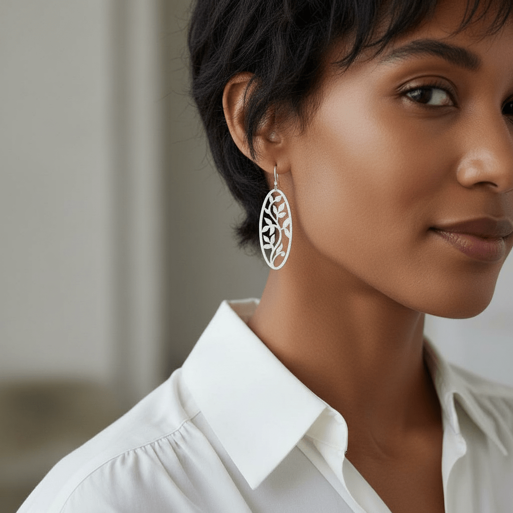 Oval Flower Vine Earrings - Leila Jewels