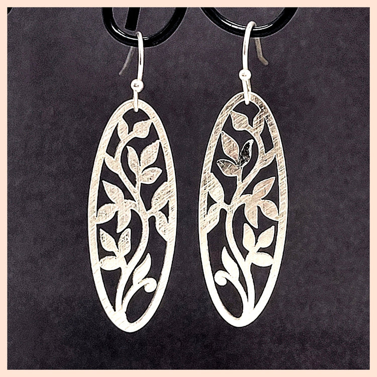 Oval Flower Vine Earrings - Leila Jewels