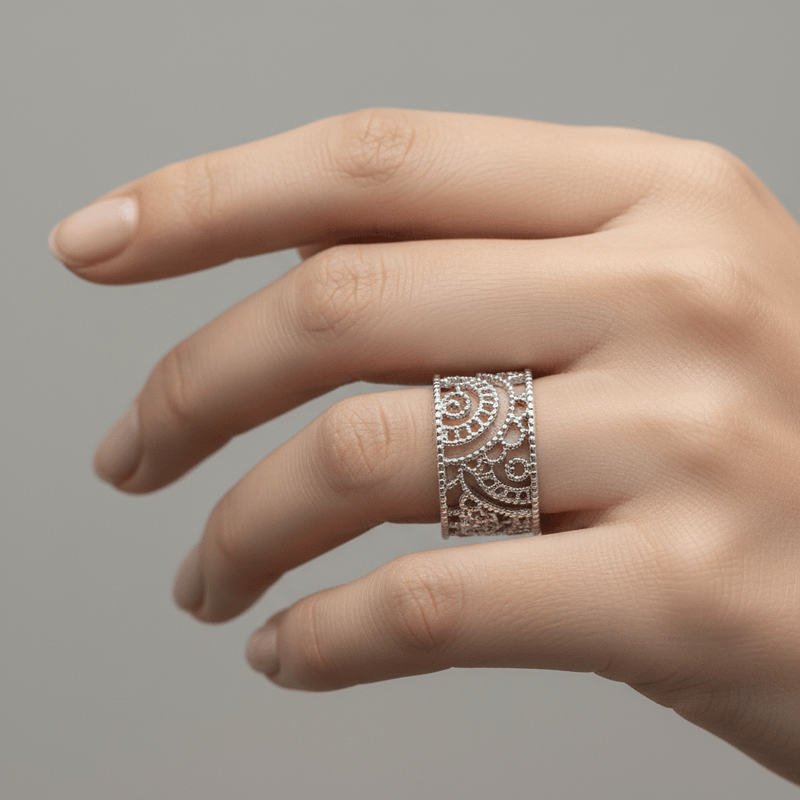 Silver Filigree Adjustable Ring - Leila Jewels