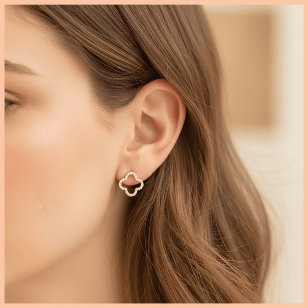 Pavé Clover Earrings - Leila Jewels