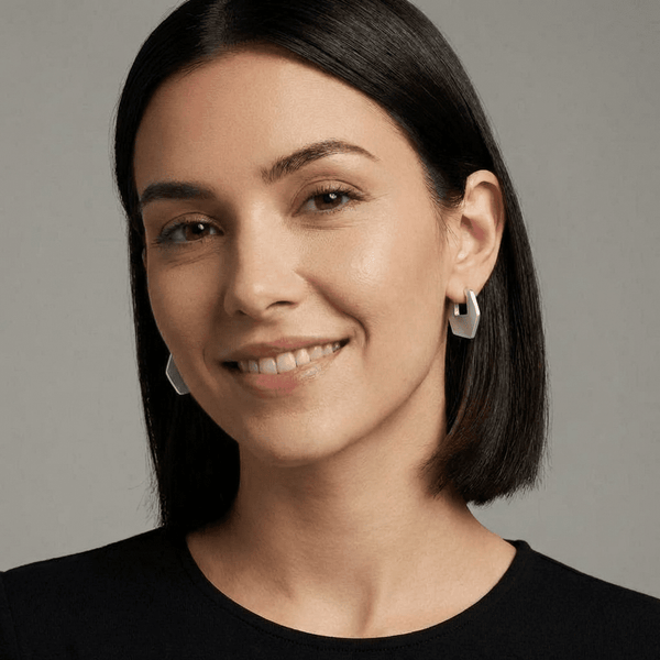 Flat Pentagon Huggie Earrings - Leila Jewels