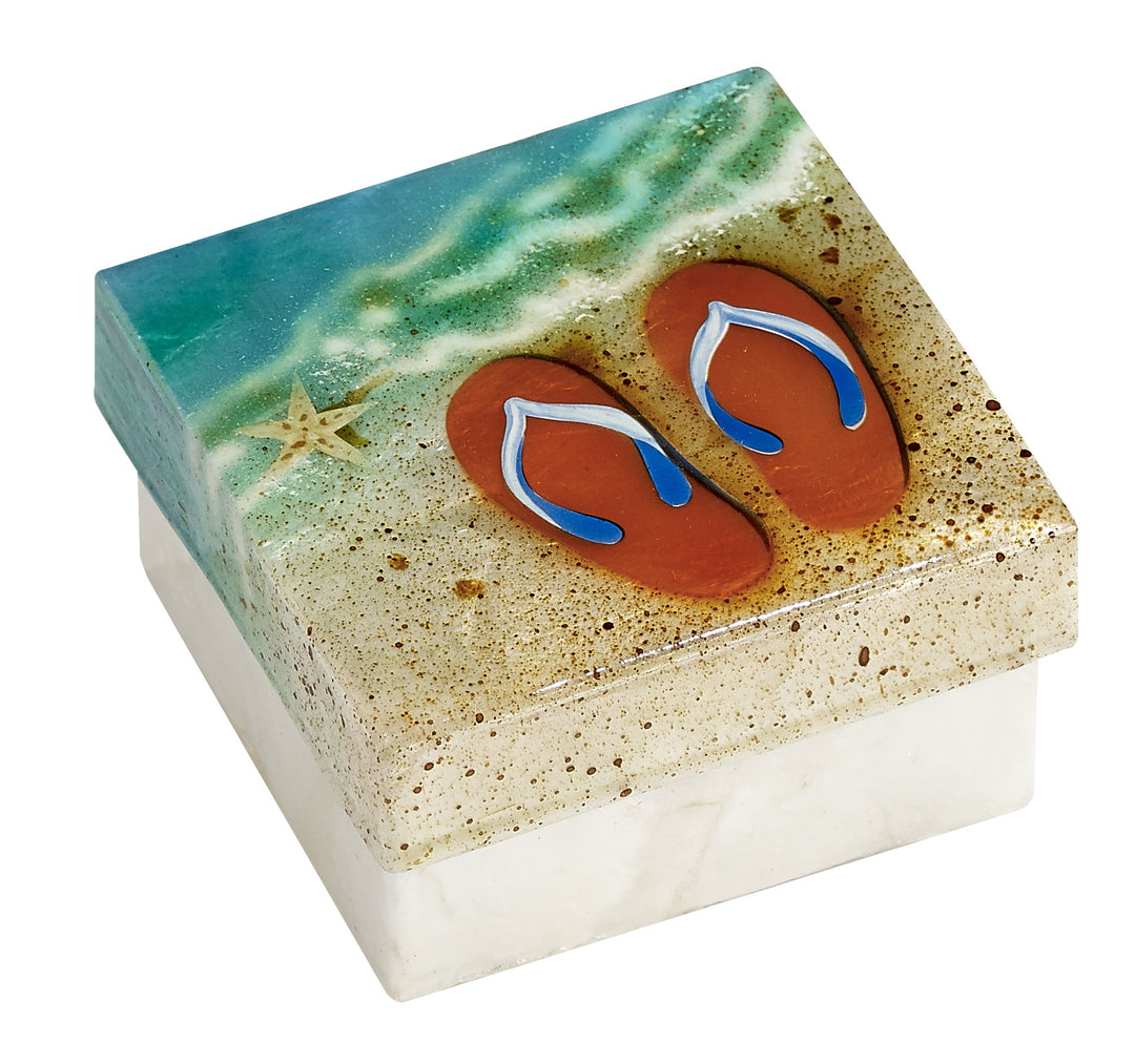 Capiz Shell Painted Trinket Box - Flipflop Beach