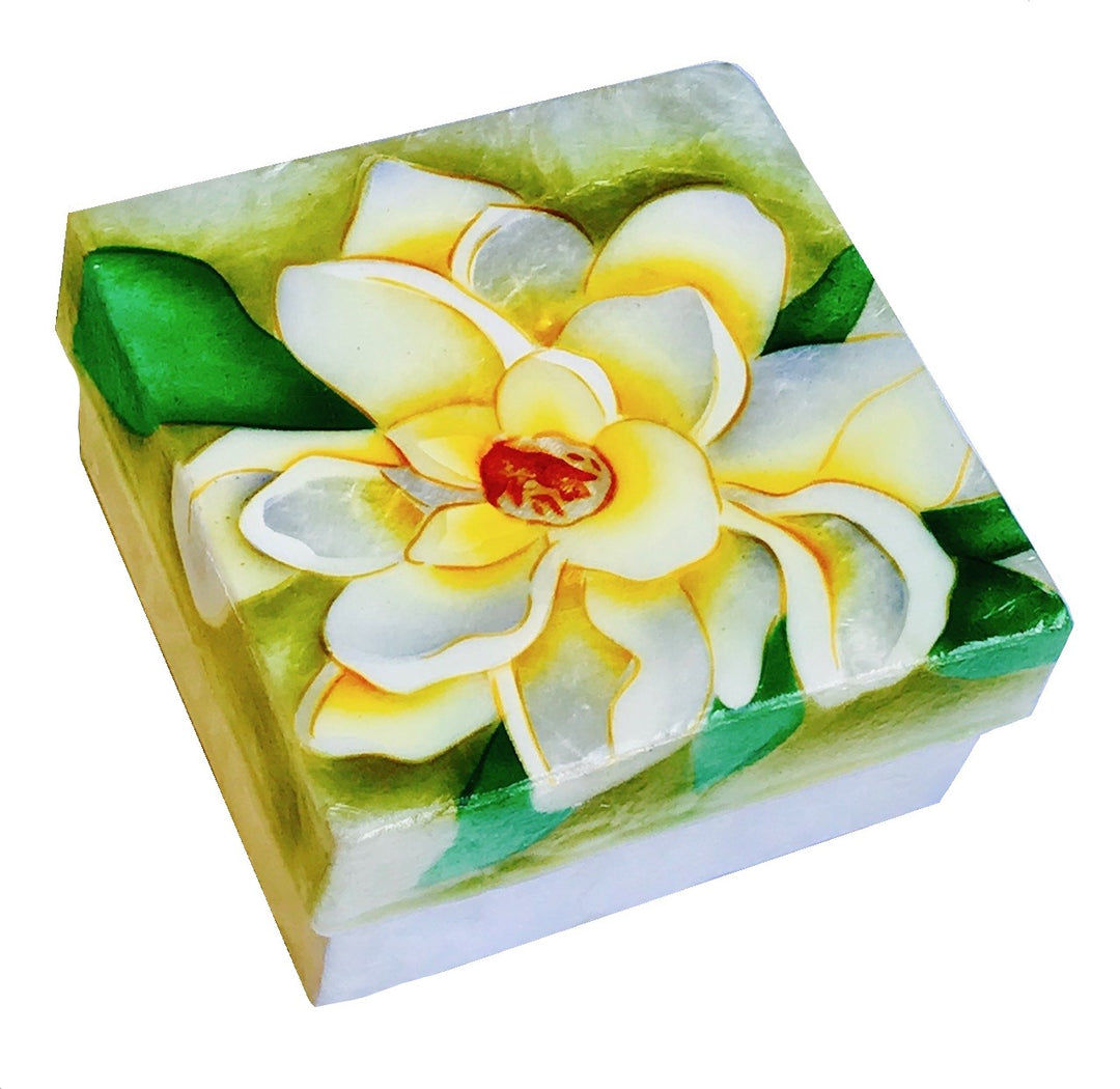 Capiz Shell Painted Trinket Box - Magnolia