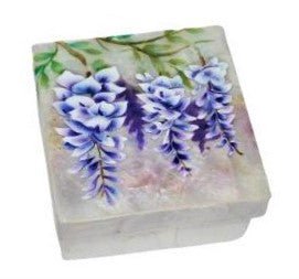 Capiz Shell Painted Trinket Box - Wisteria - Leila Jewels