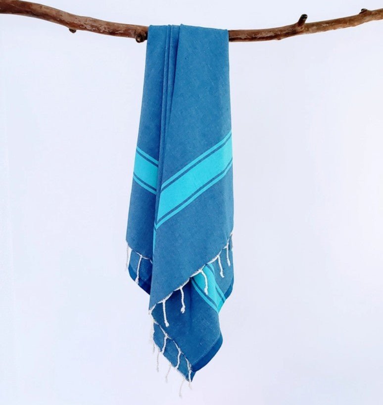 Turkish Towel / Sarong / Shawl / Beach Towel - Blue Turquoise - Leila Jewels