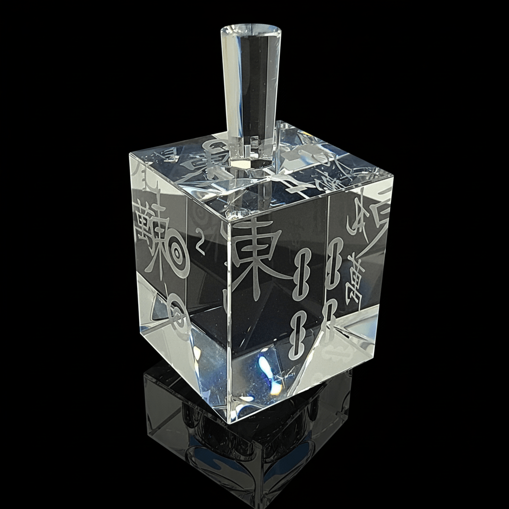 Mah Jongg Crystal Dreidel with Pedestal - Leila Jewels