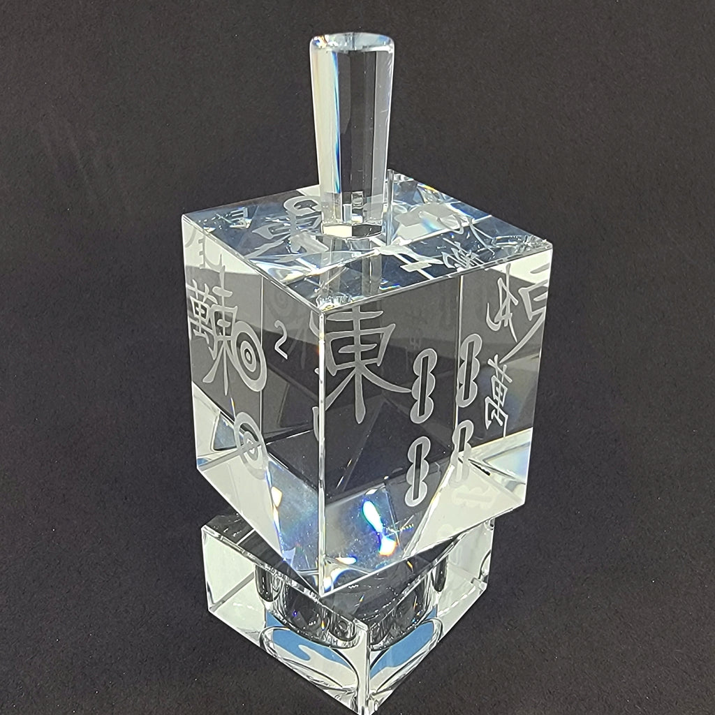 Mah Jongg Crystal Dreidel with Pedestal - Leila Jewels