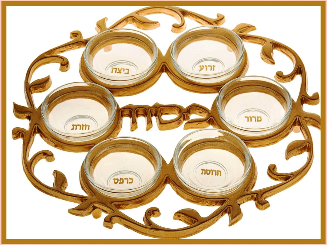 Vine Seder Plate with Glass Bowls - Leila Jewels