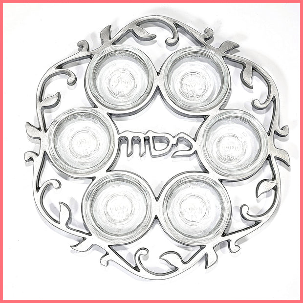 Vine Seder Plate with Glass Bowls