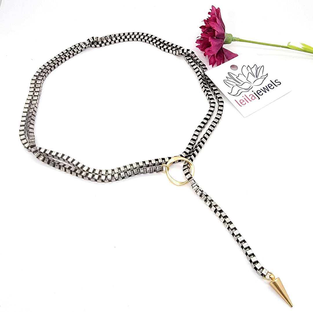 Dylan Lariat Spike Necklace - Leila Jewels