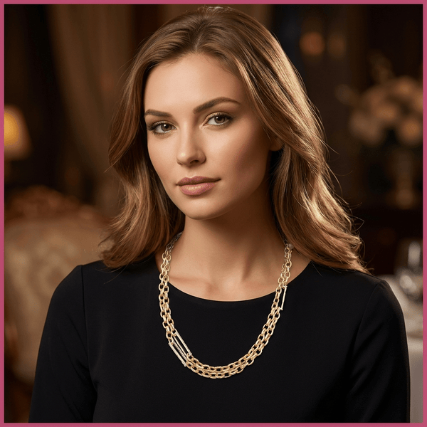 Lago 2 - tone Necklace - Leila Jewels