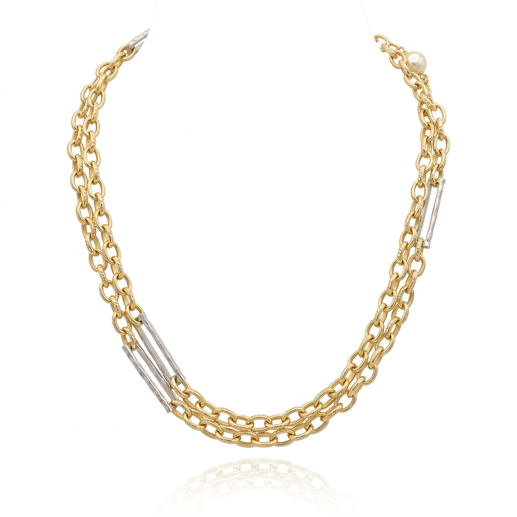 Lago 2 - tone Necklace - Leila Jewels