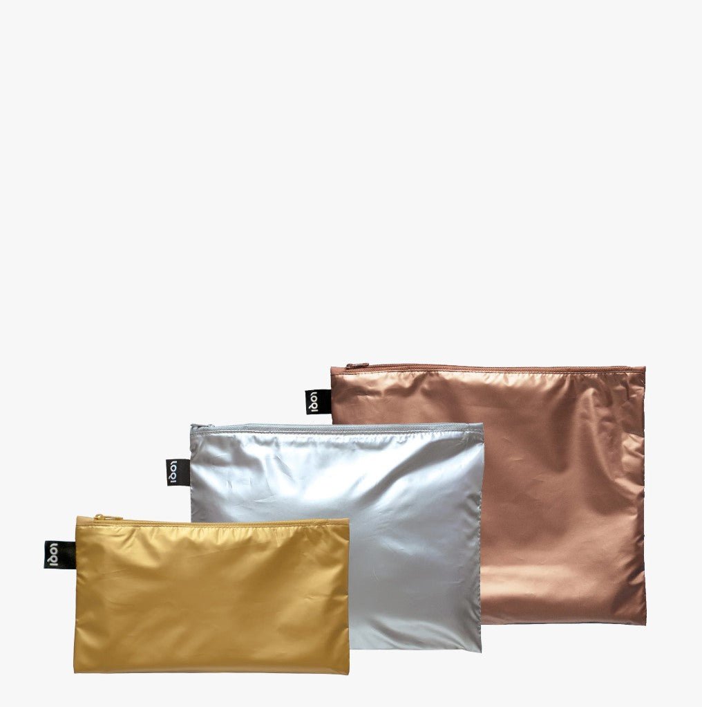 Metallic Recycled Zip Pockets (set of 3) - Leila Jewels