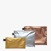 Metallic Recycled Zip Pockets (set of 3)