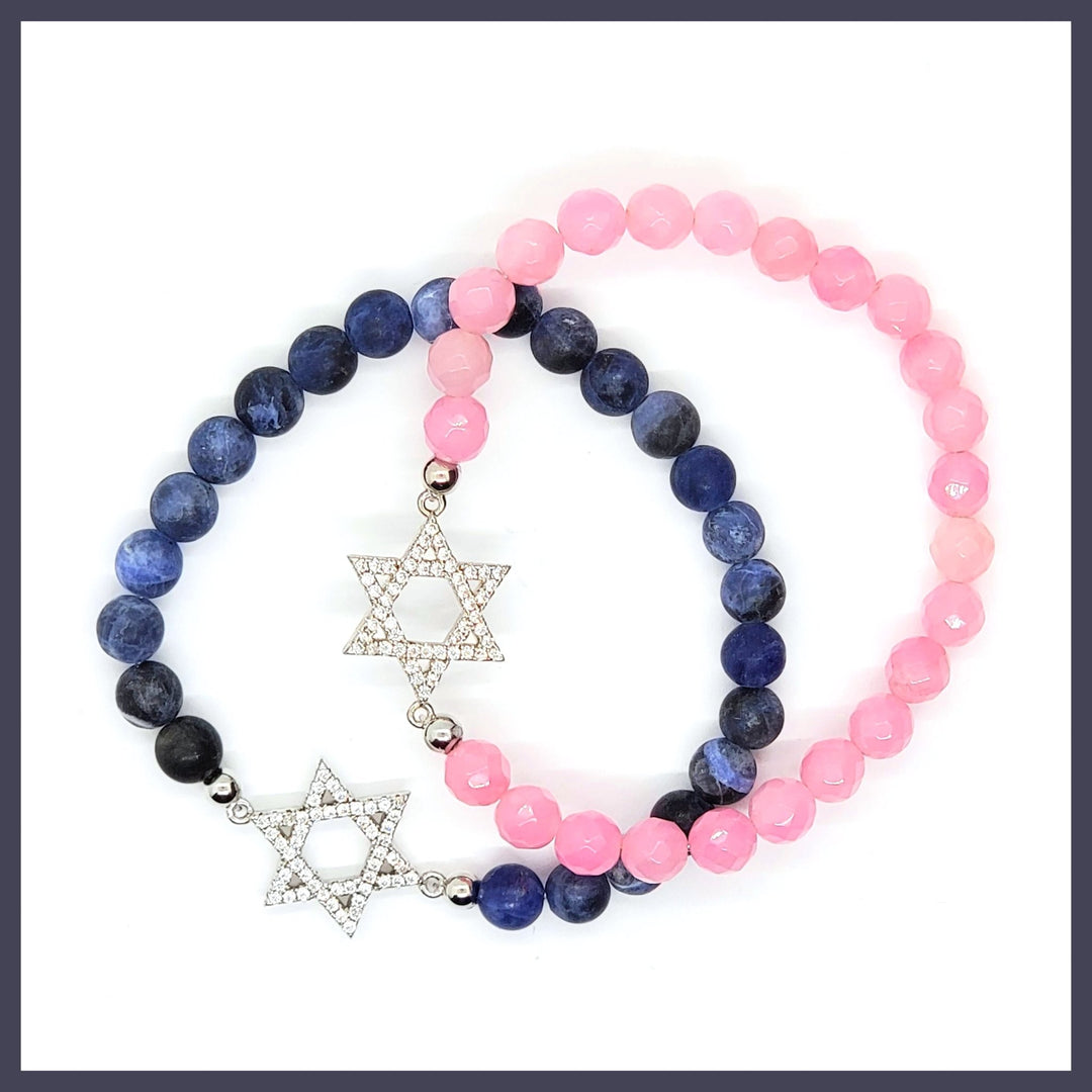 Pavé Jewish Star Beaded Bracelet - Leila Jewels