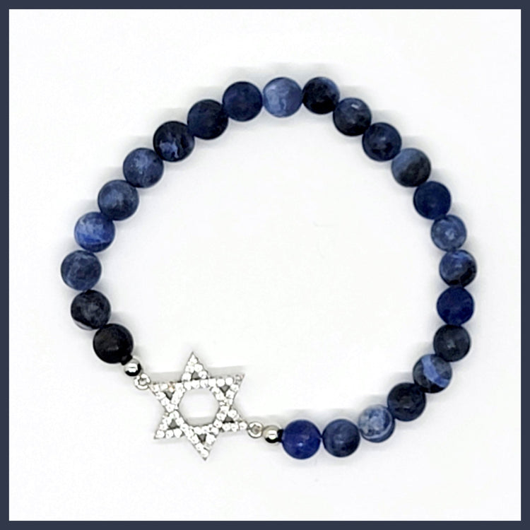 Pavé Jewish Star Beaded Bracelet - Leila Jewels