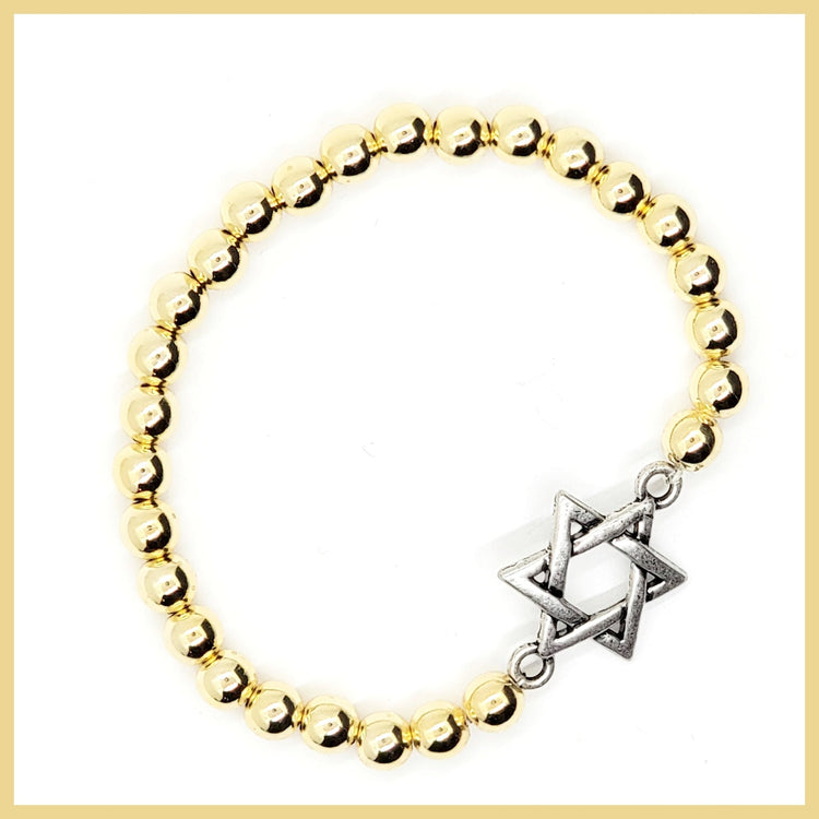 Antiqued Jewish Star Beaded Bracelet - Leila Jewels