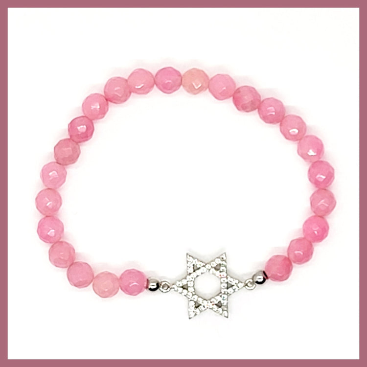 Pavé Jewish Star Beaded Bracelet - Leila Jewels