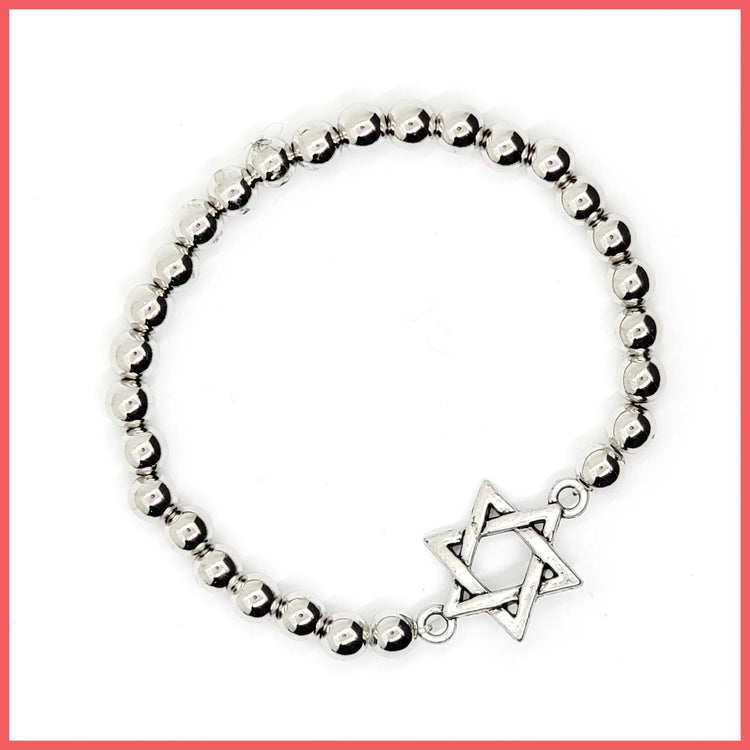 Antiqued Jewish Star Beaded Bracelet - Leila Jewels