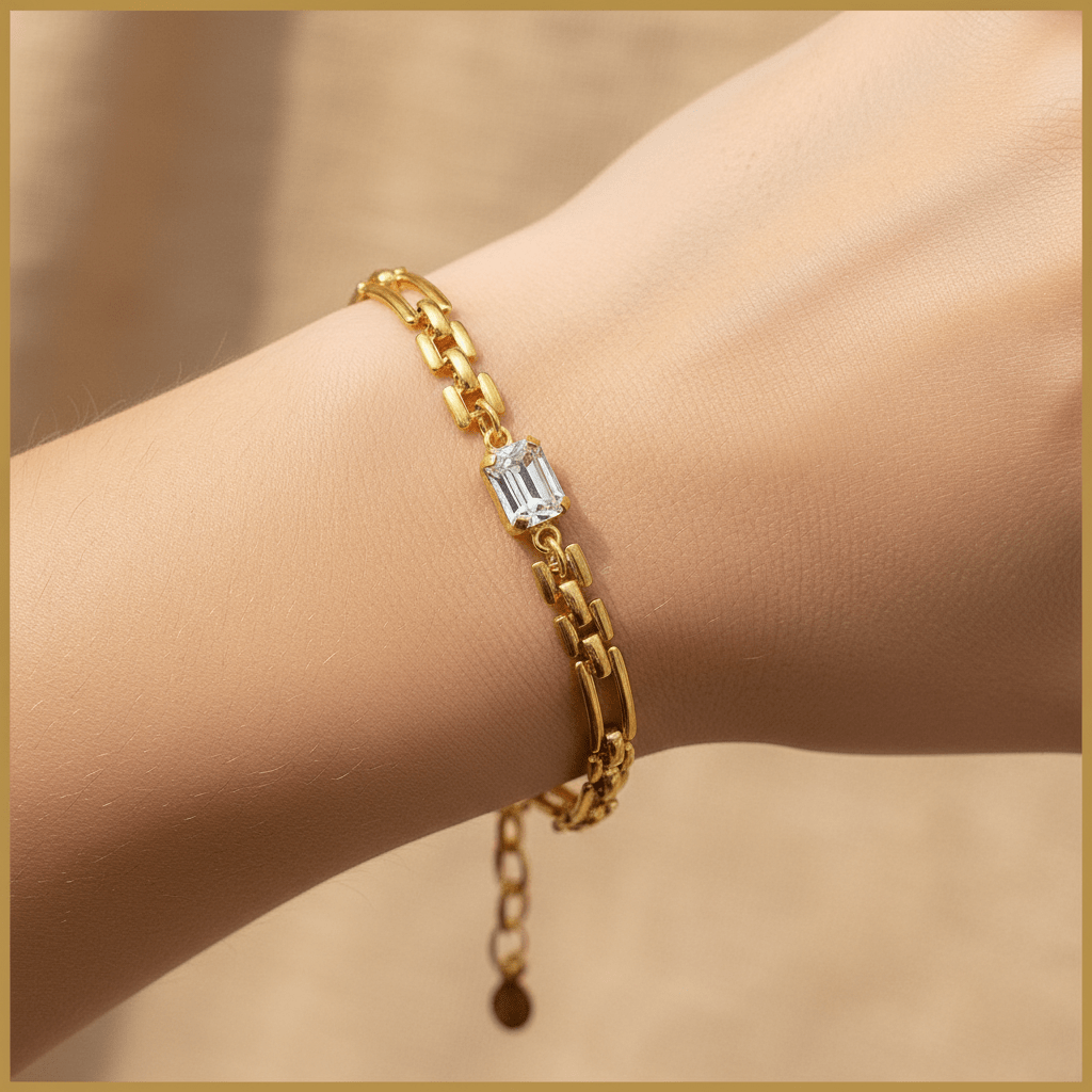 Rectangle Link Chain Bracelet - Leila Jewels