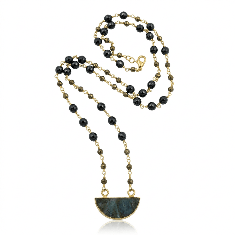 Labradorite Slice Necklace - Leila Jewels