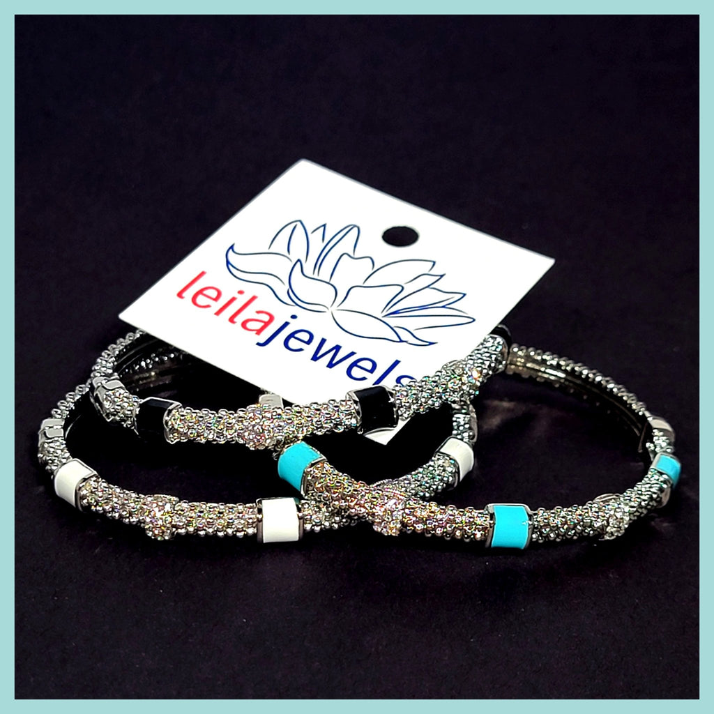 Caviar Enamel Station Bangle - Leila Jewels