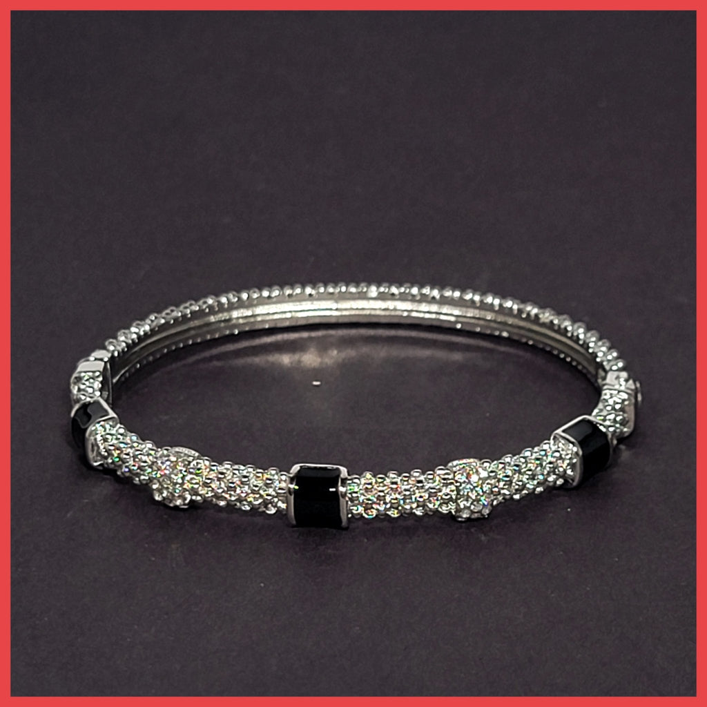 Caviar Enamel Station Bangle - Leila Jewels