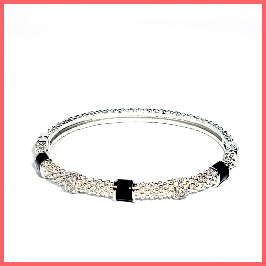 Caviar Enamel Station Bangle - Leila Jewels