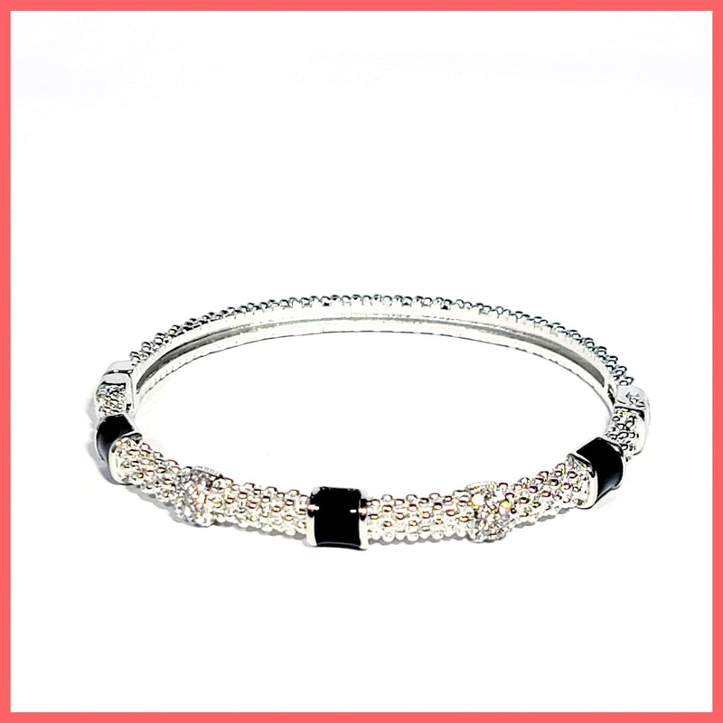 Caviar Enamel Station Bangle - Leila Jewels
