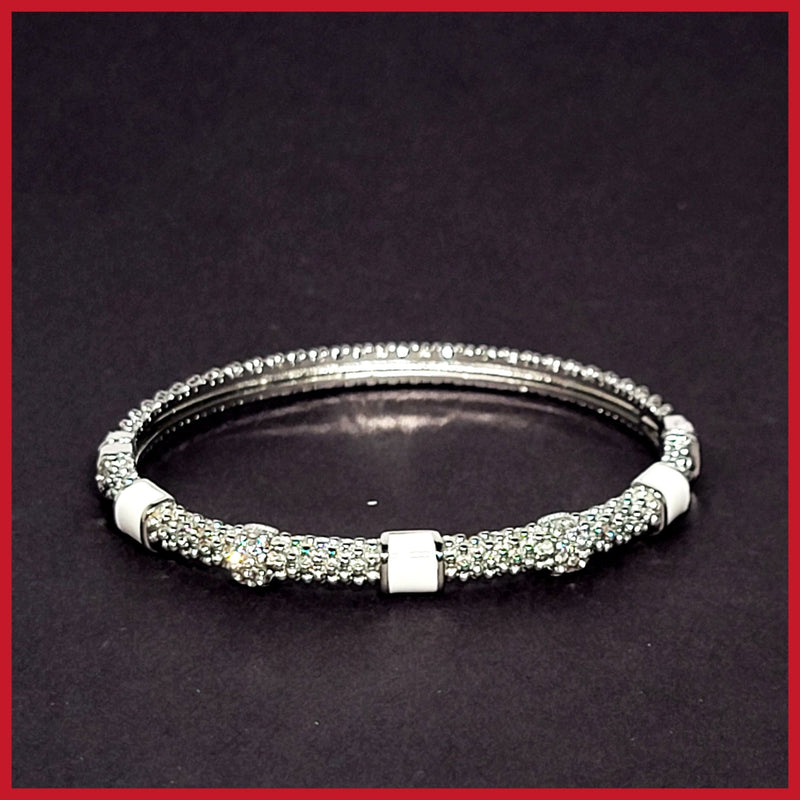 Caviar Enamel Station Bangle - Leila Jewels