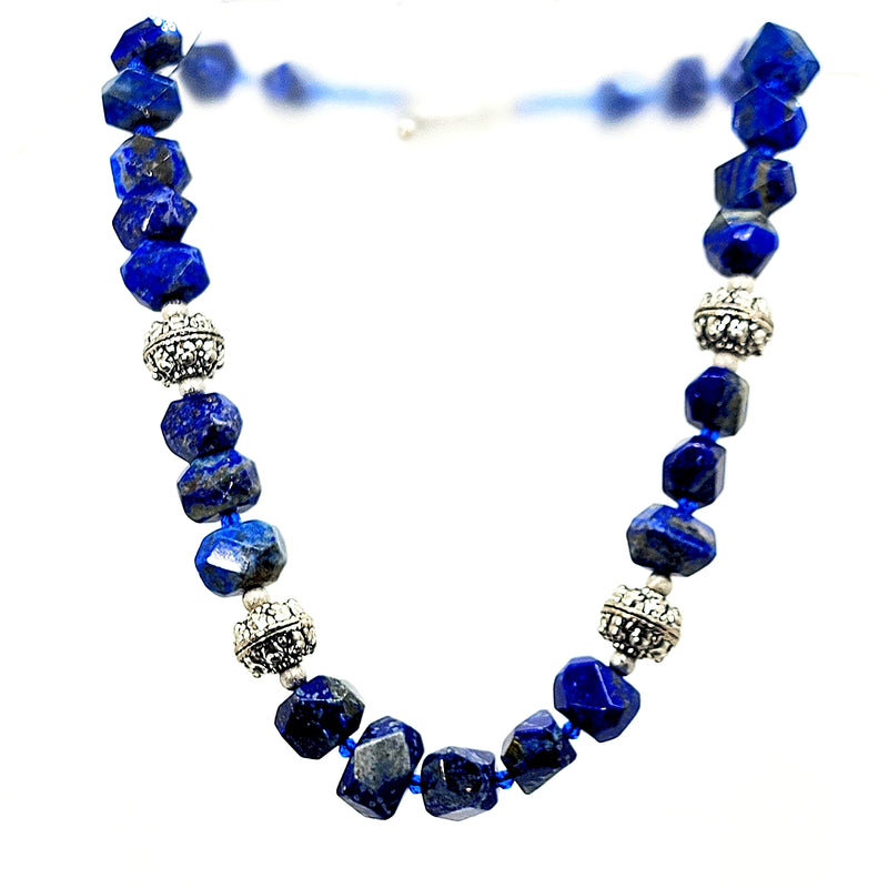 Rustic Lapis & Pewter Toggle Necklace - Leila Jewels