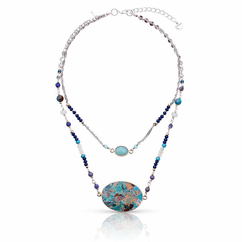 Azure Mosaic Amazonite Layered Necklace