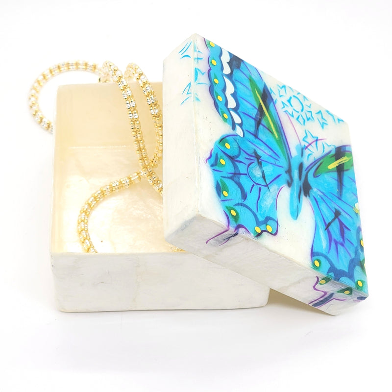 Butterfly Capiz Shell Painted Trinket Box - Leila Jewels