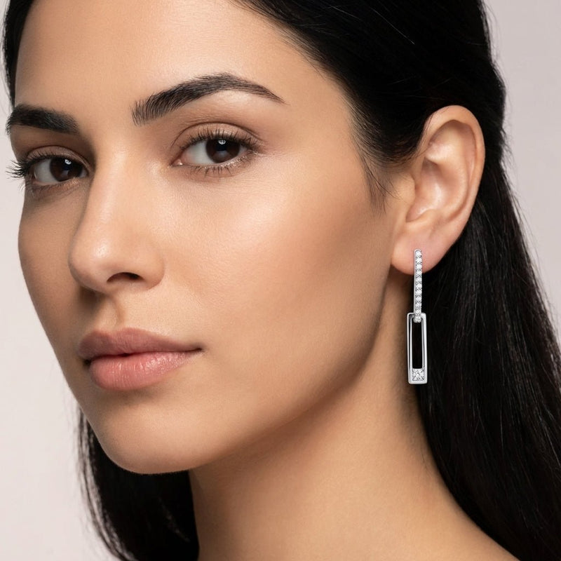 Sterling Pavé Links Earrings - Leila Jewels