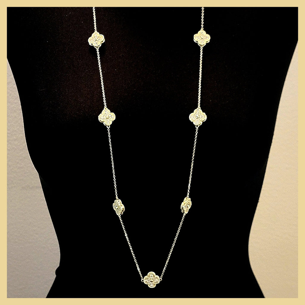 Long Clover Station Necklace - Leila Jewels